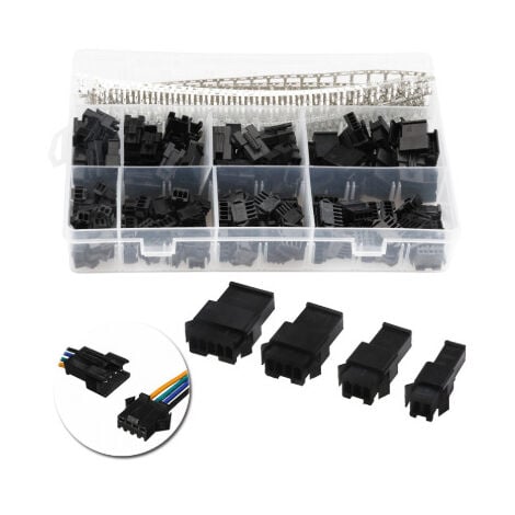 PARYOU 560 Pièces 2.5mm JST SM 2 3 4 5 Pin Connecteur Mâle et Femelle Plug Logement Connecteur Assortiment Kit, 2/3/4/5 Broches Black Plastic Male Female JST-SM Housing Crimp Terminal Connector