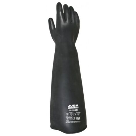 561160/10 GUANTE LATEX SATINADO. EXTRA GRUESO Y EXTRA LARGO. CLORINADO. COLOR NEGRO. EMBOLSADO - JUBA