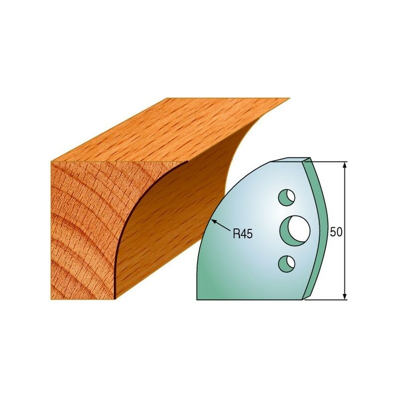 566: Jeu de fers congé R=45mm (50x4mm) porte outils toupie