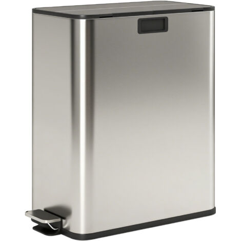 56L Dual Kitchen Bin with Removable Inner Buckets for Recycling and Waste