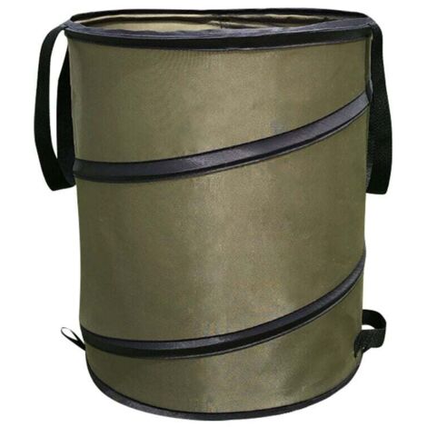 56L Large Capacity Foldable Waste Bin Bag with Multifunctional Handle Black Outdoor MUMU