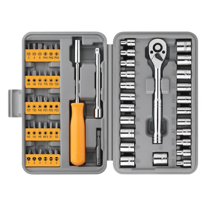 57 PCS douille métrique alimentation écrou tournevis extracteur foret Kit, kit d'outils magnétiques clé à douille métrique