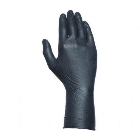 572NR/8 GUANTE NITRILO SIN POLVO. AMBIDEXTROS. EXTRAGRUESO Y EXTRALARGO. NEGRO. CLORINADO. A - JUBA