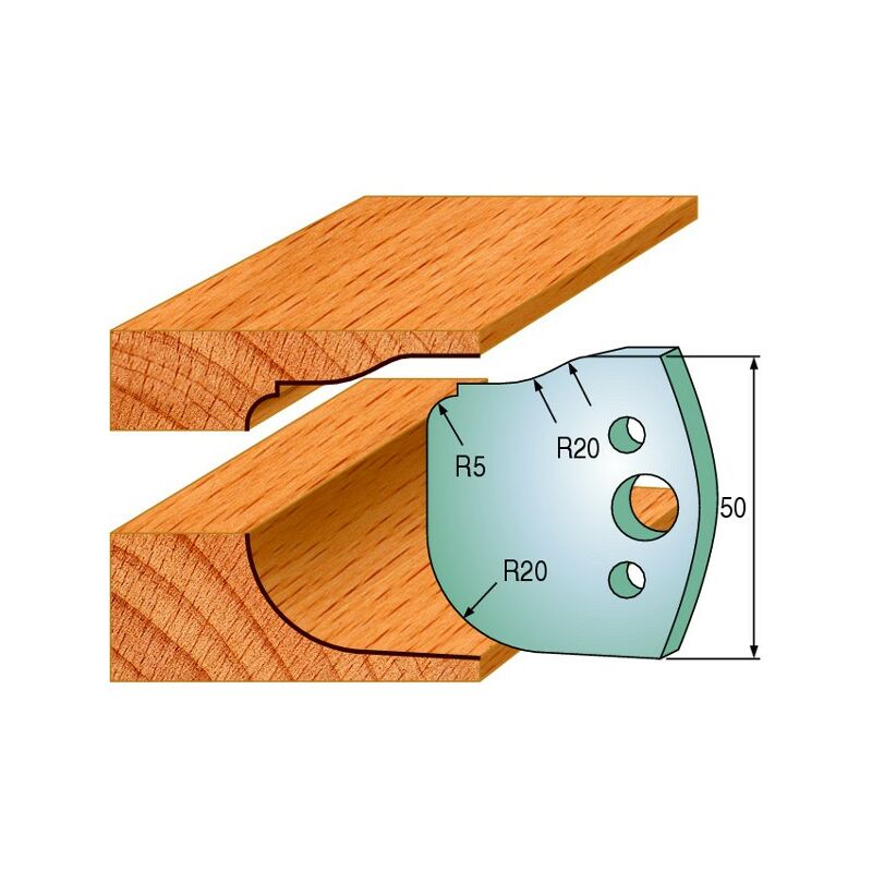577: Jeu de fers double plate bande (50x4mm) porte outils toupie