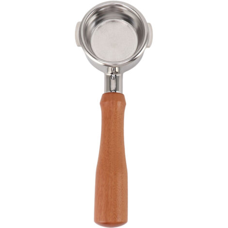 58 mm bodenloser, abnehmbarer Edelstahl-Siebträger für Breville, hitzebeständig, leicht zu reinigen, hohe Kompatibilität, 2 Ohren, Rosenholz-Design.
