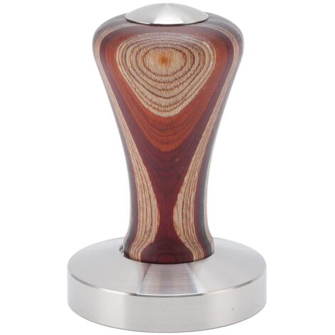 58-mm-Flachkaffeetamper aus farbigem Holz mit Edelstahlfuß