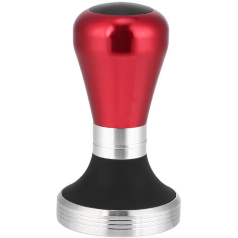 58-mm-Kaffeetamper aus Edelstahl, höhenverstellbar, ergonomischer Griff für Espressomaschinen, Rot