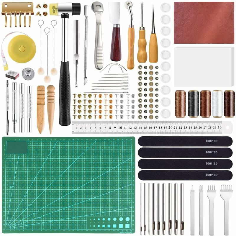 Ikodm - 58 Pcs En Cuir Artisanat Outils diy En Cuir à Coudre Outils pour La Main à Coudre Couture En Cuir Artisanat diy Outil (Tools)