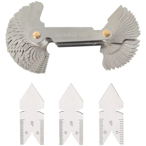 58 Pièces Jauge De Filetage Acier Inoxydable Métrique Impérial Américain 60° 55° Pour Tour Et Visserie