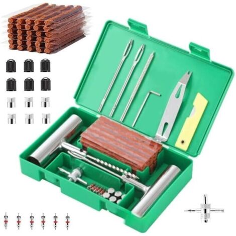58-teiliges Universal-Reifenreparaturset, universelle Reifenreparaturwerkzeuge zum Beheben von Reifenpannen und Platten für Auto, ARB, ATV, Traktor, Wohnmobil, SUV, Anhänger, Grün