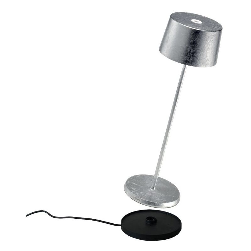 Zafferano - Lampe de table led rechargeable et dimmable Olivia Pro Silver Leaf
