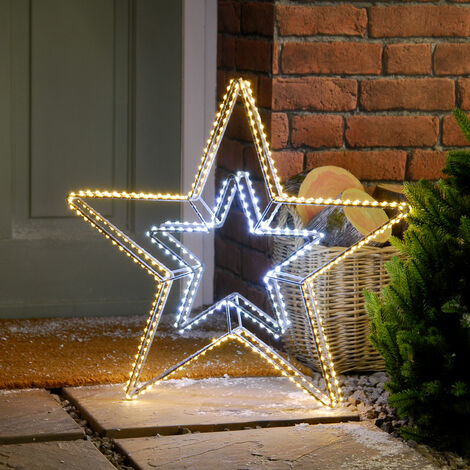 58cm LED Firefly Christmas Star Window Table Decoration White & Warm White
