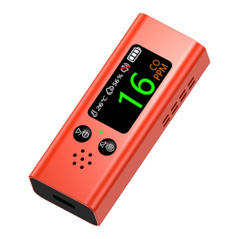 GTA - lifcausal Détecteur polyvalent 3 en 1 Qualité d'air, co, Température & Humidité avec écran tft 0,96' et recharge Type-C