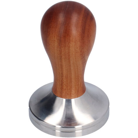 58mm Flat Base Coffee Tamper Manual Stainless Steel Coffee Powder Pressing Hammer with Wood Handle