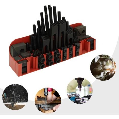 58Pcs T-Slot Clamp Kit M12 Stud Lathe Milling Machine Clamping Step Block Set