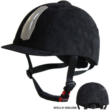 59-61 cm: Casco da equitazione in microfibra scamosciata con rotella regolabile XL