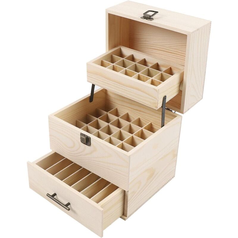 Gojoy - 59 compartiments pour huiles essentielles, huile essentielle, boîte de rangement en bois pour vernis à ongles, huiles parfumées, huiles