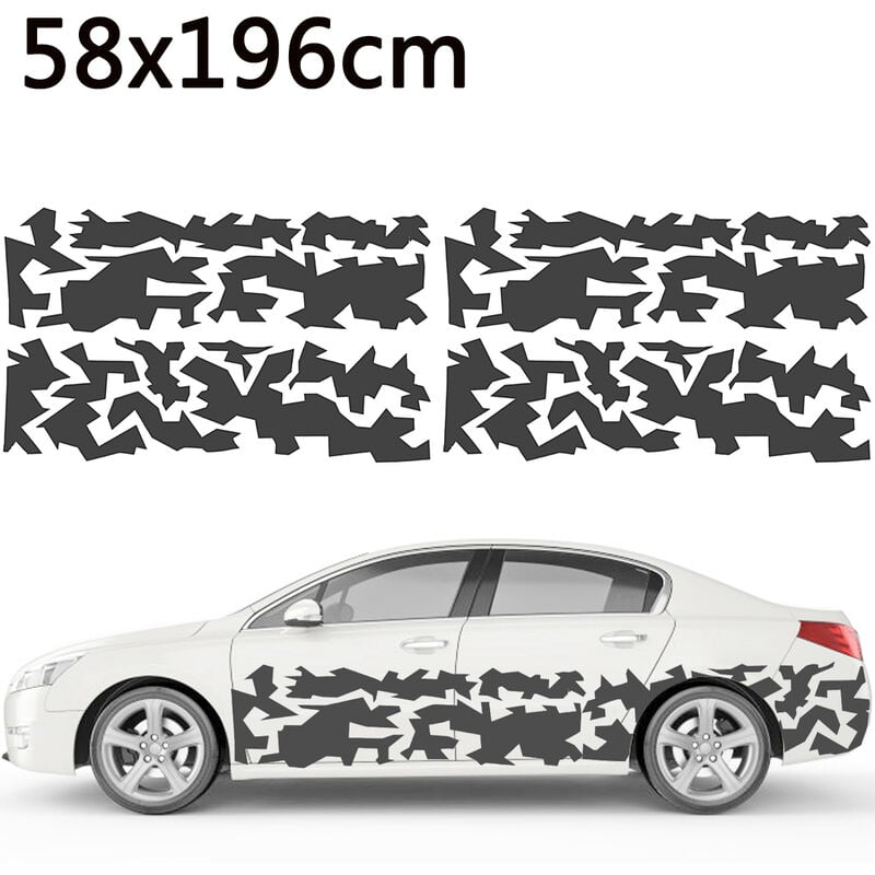 Image of 59cmx180cm Universal Auto Car Side Body Stickers Decalcomanie Vinyl Graphic Decor (grigio) ZebraA
