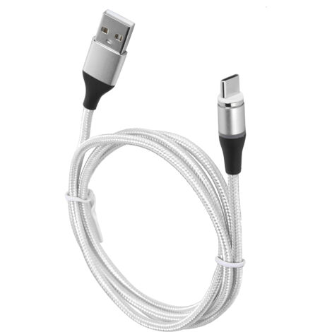 5A Schnellladekabel (3-in-1) mit geflochtenem Nylon-Magnetanschluss für iPhone und Android (USB-C/Micro-USB) – Weiß