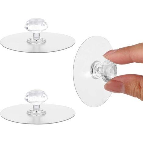 5cm Lot de 2 boutons de tiroir transparents en forme de diamant pour armoire cuisine salle de bain commode meubles porte fenêtre autocollants amovibles