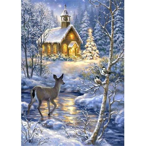 5d diamant peinture complète, noël petite fille traîneau cadeau diamant peinture dessin bricolage broderie point de croix diamant décoration broderie peinture