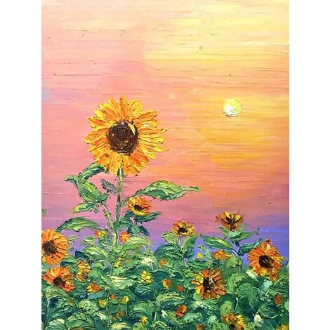 5D Diamond Painting, DIY Peinture Diamant, Diamond Painting Strass, Peinture de Broderie De Foret Complet, Broderie Diamant Kit pour Adultes et Enfants Artisanat Décor Murale À La Maison，Sunflower