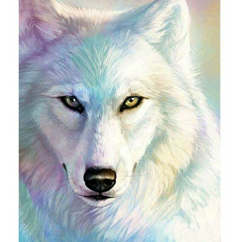 5D Full Drill Diamond Painting Rhinestone White Wolf Head Kits Art for Child