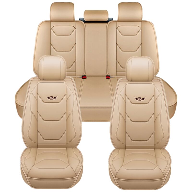 5D pu Cuir Universel Durable Respirant Siège De Voiture Universal Fit pour Voiture suv Pick-up Camion - Beige