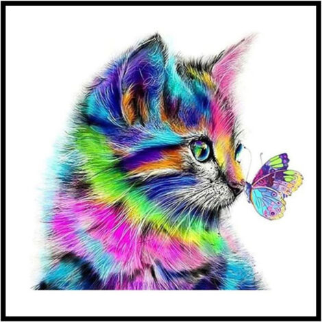 5D-Strass-Katzenbild – DIY-Diamantmalerei-Set, farbenfrohe Heimdekoration, kreatives Geschenk