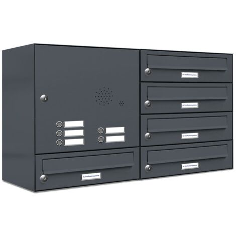5er Briefkasten Anlage Aufputz - Wandmontage RAL 7016 Anthrazit Klingel