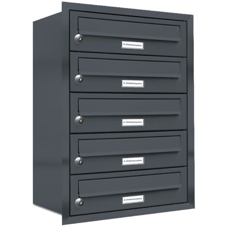 5er Briefkasten Anlage Unterputz Montage RAL 7016 Anthrazit