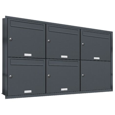 5er Briefkasten Anlage Unterputz Montage RAL 7016 Anthrazit