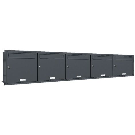 5er Briefkasten Anlage Unterputz Montage RAL 7016 Anthrazit