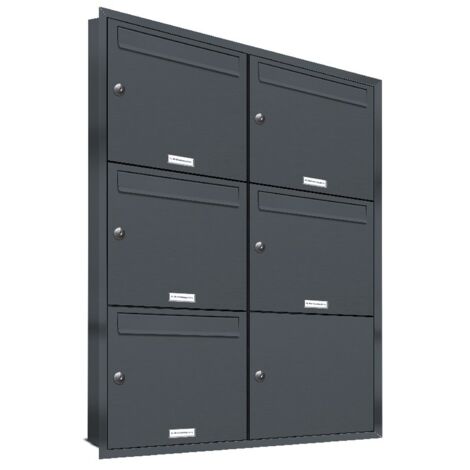 5er Briefkasten Anlage Unterputz Montage RAL 7016 Anthrazit