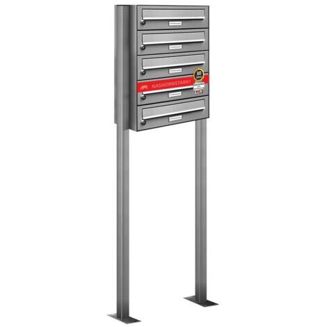 5er Edelstahl Stand Briefkasten Anlage Freistehend