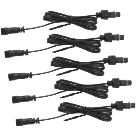 5er-Pack 1 m Verlängerungskabel für Terrassenbeleuchtung, 2-poliger Stecker/Buchse, IP67 wasserdicht für Garten, Straßenbeleuchtung mit Verlängerungskabel für den Außenbereich