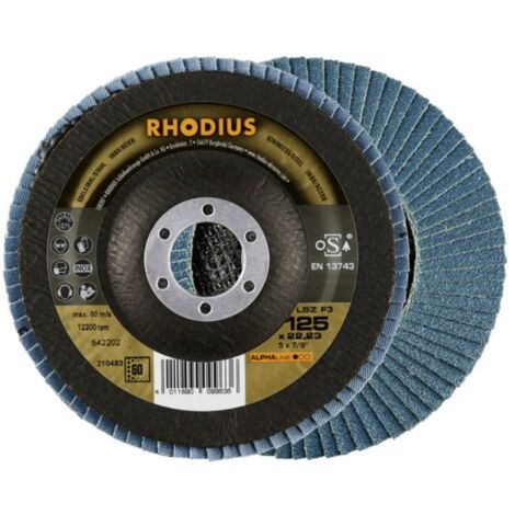 5er-Pack - Fächerscheiben - ALPHALINE - LSZF3-PACK - 125 x 22,23 mm - Korn 80 Rhodius