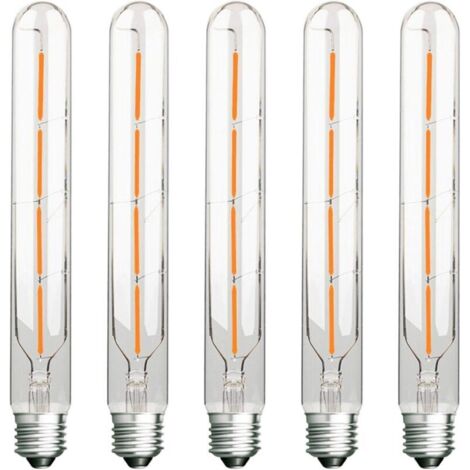 5er-Pack LED-Röhrenlampen (Edison-Fassung), 4 W (entspricht 40 W Glühlampe), E27-Sockel, warmweiß (2700 K), 400 lm, Klarglas, 360° Abstrahlwinkel, 220–240 V Wechselstrom