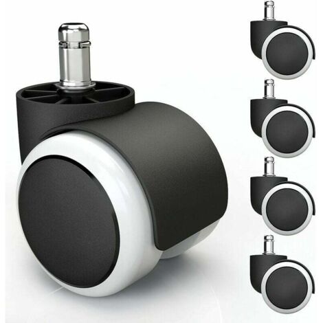 5er-Pack leise, kratzfeste PVC-Rollen für Hartböden – universelle Bürostuhlrollen – geeignet für alle Bodenarten (11 x 22 mm, weiß)