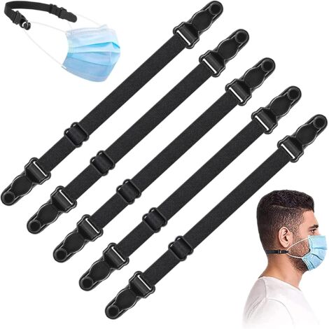 5er-Pack Maskenhalter, Maskenverlängerung, Maskenhaken, verstellbarer Maskenhalter hinter dem Kopf, verstellbare Verlängerung zum Schutz der Ohren (Schwarz)