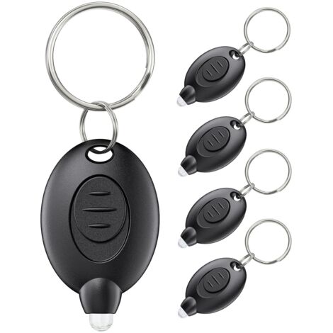 5er-Pack Mini-LED-Schlüsselanhängerleuchten, 12 Lumen, tragbar, ultrahell, batteriebetrieben, Schlüsselanhänger-Taschenlampe für Outdoor-Camping, Partys, Wandern und Notbeleuchtung, schwarzes Gehäuse 