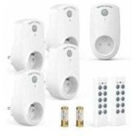 5er-Pack programmierbare Steckdosen, kabellose Fernbedienungssteckdose mit 2 Fernbedienungen, 2 Batterien im Lieferumfang enthalten, 30 m Steuerdistanz im offenen Bereich, Ein-/Aus-Funktion