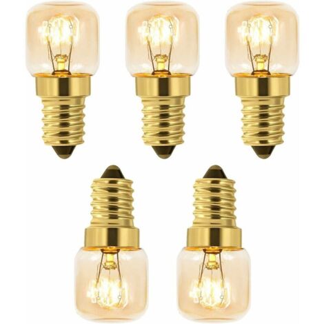 5er-Pack Salzkristalllampen 15W E14 T22, Glühlampe, warmweiß 2700K, 80LM, 230V Wechselstrom, Backofenlampe 15W 300°, für Backöfen, Kühlschränke, Salzkristalllampen, Grillöfen