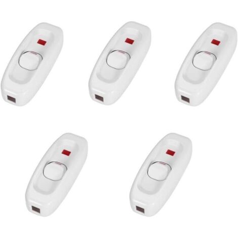 5er-Pack Schalter - Inline-Ein/Aus-Tischlampen-Kabelschalter mit LED-Anzeige (Farbe: Weiß)