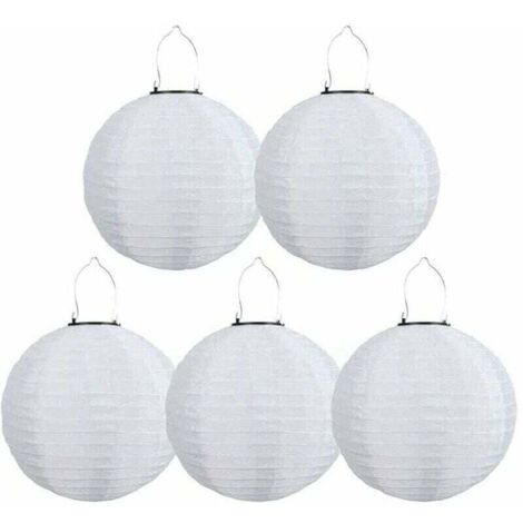 5er-Pack Solar-LED-Laternen für den Außenbereich, wasserdicht, für Garten, Kirche, Hof, Party-Dekoration (weiß, 30 cm)