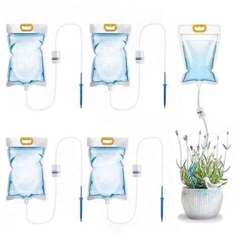 5er-Pack Tropfbewässerungsbeutel mit einstellbarem Durchfluss, 3,5-Liter-Automatikbewässerungssystem für Zimmer- und Gartenpflanzen