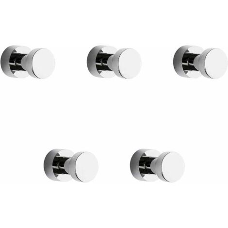5er-Pack verchromte Handtuchhaken, rostfreie Metallhaken für Mäntel und Bademäntel, zum Kleben oder zur Wandmontage fürs Badezimmer