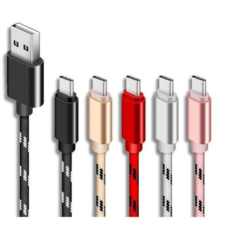 5er-Packung geflochtene 2 m Ladekabel, USB Typ-C Schnellladekabel