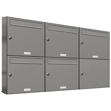 5er Premium Briefkasten Aluminiumgrau RAL Farbe 9007 für Außen Wand Postkasten 3x2