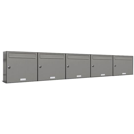5er Premium Briefkasten Aluminiumgrau RAL Farbe 9007 für Außen Wand Postkasten 5x1